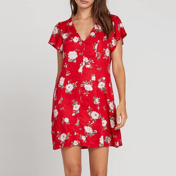 NWT Volcom Now or Now Short-Sleeve Floral Dress - Picture 2 of 11